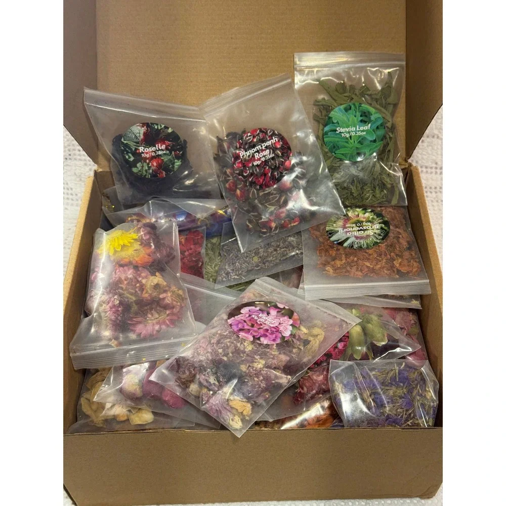Dried Flower Herb Botanical Set 10g Bags Rose Stevia Lemon Osmanthus Craft Tea